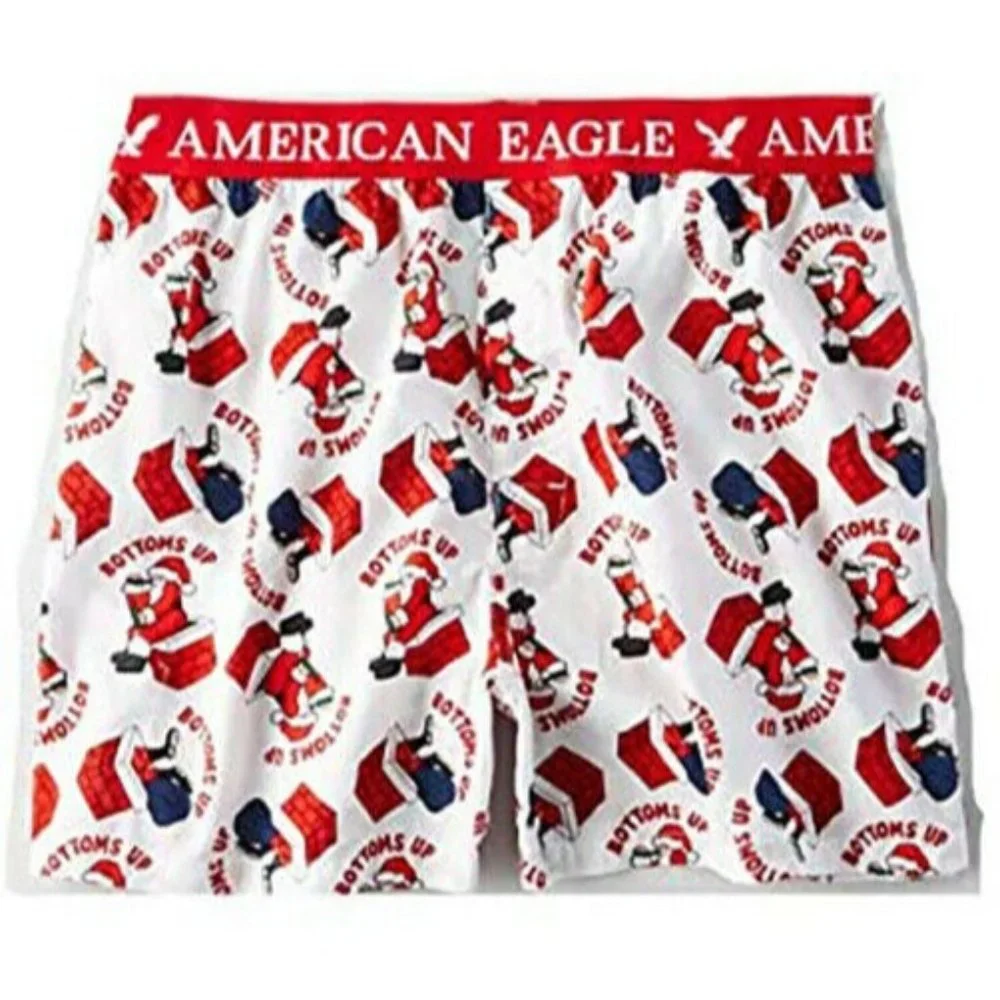 NWT American Eagle Bottoms Up 2XL 2X Boxer Shorts Maroon Gag Gift‎ Christmas New